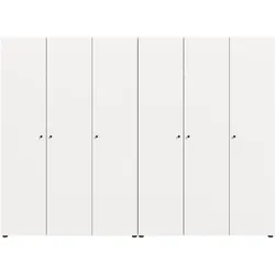 KLEIDERSCHRANK weiß 6-türig 240 cm, Drehtürenschrank mit Kleiderstangen