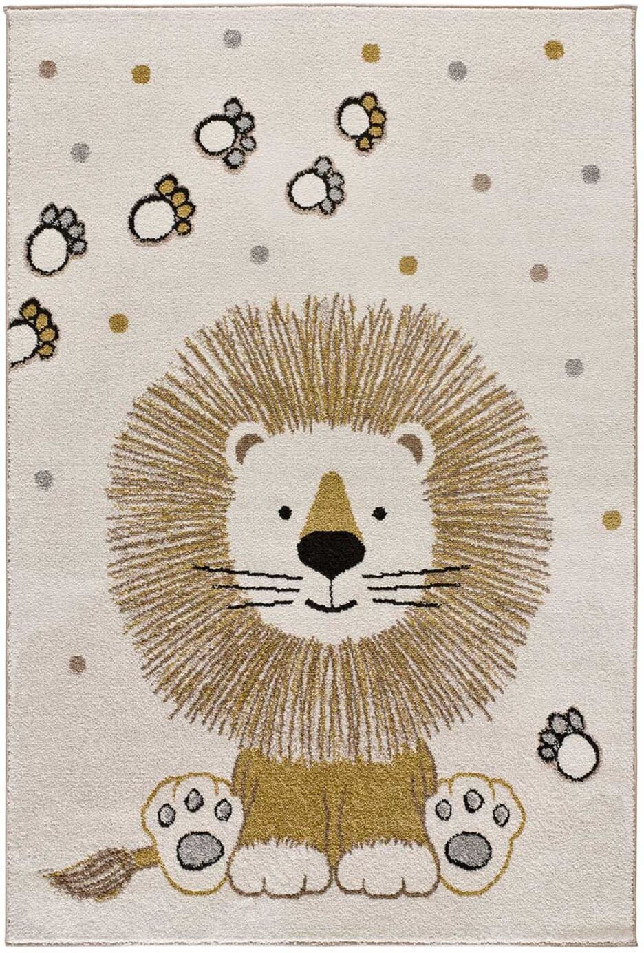 Atticgo Tapis enfant lion blanc, 120x170 cm Blanc 170x1x120cm