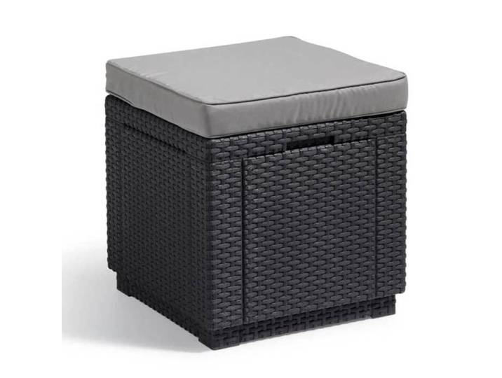 Table-pouf de jardin Keter - ALLIBERT by KETER - Cube avec coussin - Gris graphite - 47 1 L