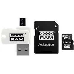 Goodram M1A4-1280R11 (128 GB, microSDHC, U1, UHS-I), Speicherkarte, Schwarz, Weiss