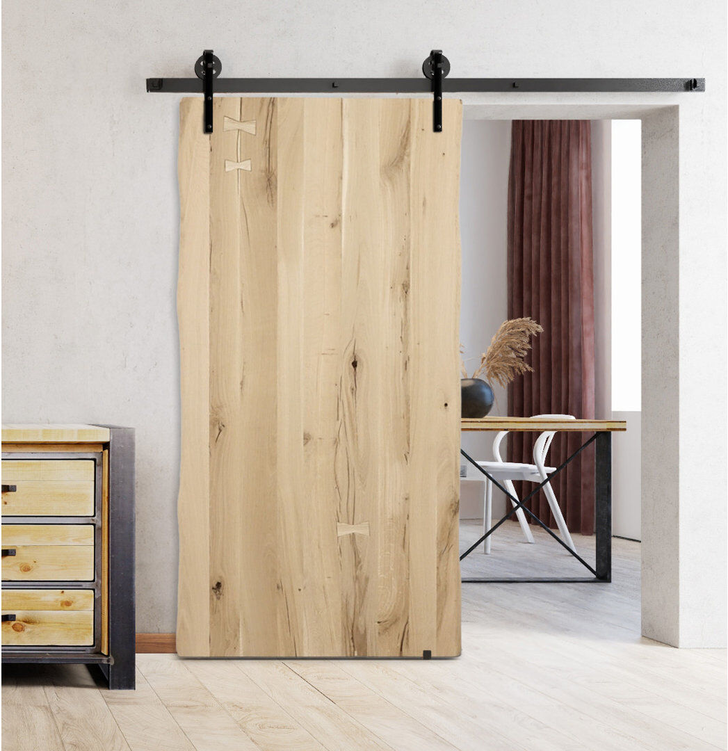 Union Rustic Yayla Solid Oak Barn Door Unfinished 210cm H x 110cm W x 3.5cm D