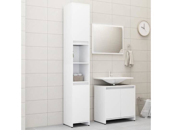 Ensemble de meubles de salle de bain 3 pcs Blanc Aggloméré