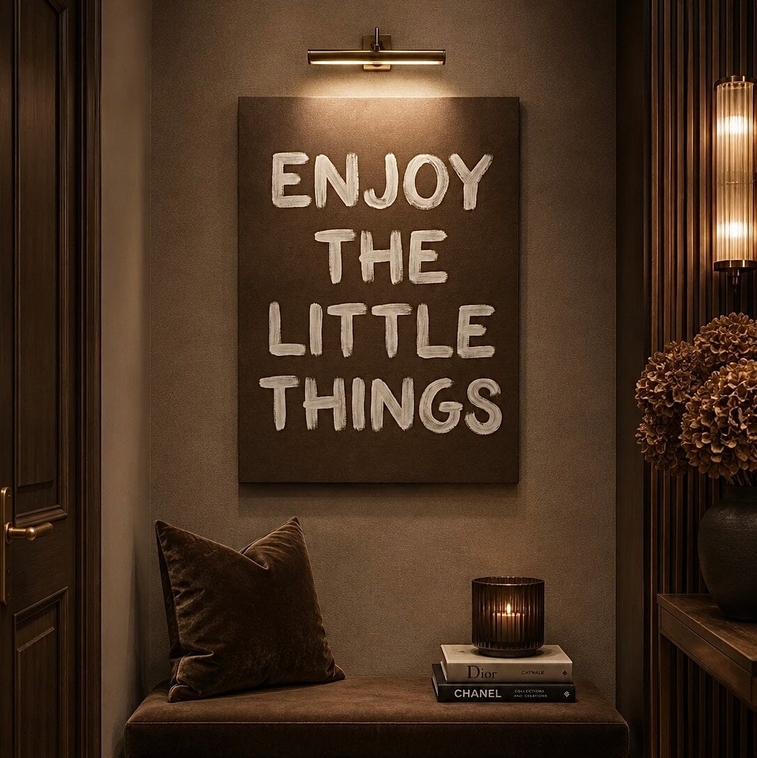 'Enjoy the Little Things' Brown Canvas Wall Art