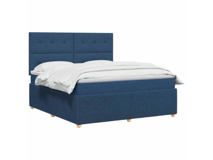 vidaXL LED Boxspringbett mit Matratze Blau 180 x 200 cm Stoff LED-Beleuchtung für modernen Charme, Verstellhöhe des Kopfteil, Taschenfederkernmatratze für Anpassung