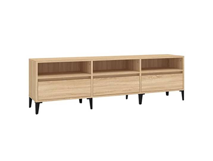 GKHPYURE TV-Schrank Sonoma-Eiche 150 x 30 x 44,5 cm Holz mehrschichtig Metallgestell, großer Stauraum, Ausstellungsfläche für Dekoration, einfache Montage