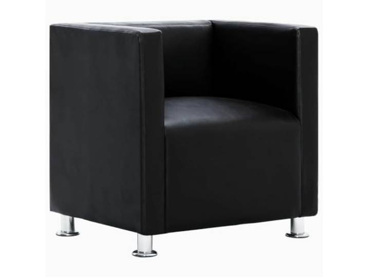 Sessel Kubk Schwarz Kunstleder Metallfüße Klassisch Stabile Konstruktion, elegante Verarbeitung, Zusatzsitz, bequeme Rückenlehne, leichte Reinigung
