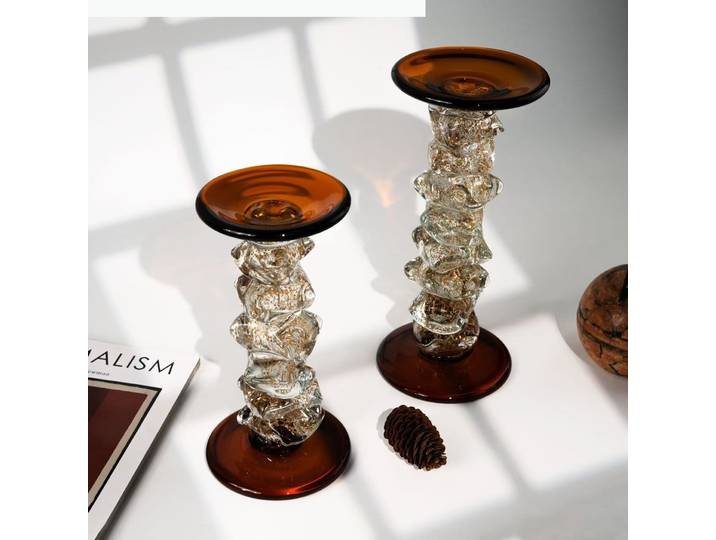 Bougie en verre transparente irrégulière, candélabre d'épissure en verre, accessoires de décoration pour Table de mariage et maison