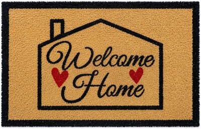 "Gardenised Heavy Duty Coco Coir Doormat Non Slip PVC Baking Embossed Welcome Design Natural Coconut Fiber Floor Mat 18x30"""