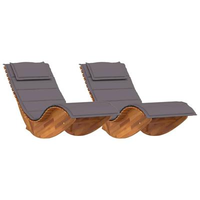vidaXL Sonnenliege mit Kissen 2-Person 2 pcs Braun Massivholz Akazie