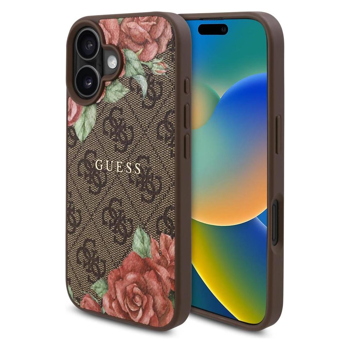 Guess GUHMP16SP4ROPEMCW iPhone 16 6.1 brown/brown hardcase 4G Flowers Print MagSafe (Apple iPhone 16) (GUE004231-0)