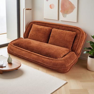 ZWYO HOSIMU Chenille Fabric Loveseat Sofa Bed with 5-Position Adjustable Backrest and 2 Plump Pillows (2-Seater)