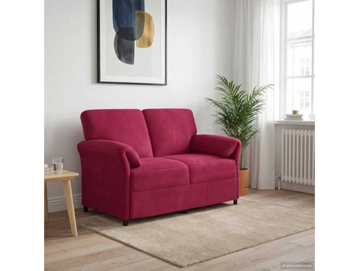 KGHERMDF 2-Sitzer Sofa Weinrot 138x83x95 cm Samt mit Metallrahmen Samtstoff, Metallrahmen, Schaumpolster, geschwungene Armlehnen, trockenes Tuch reinigen