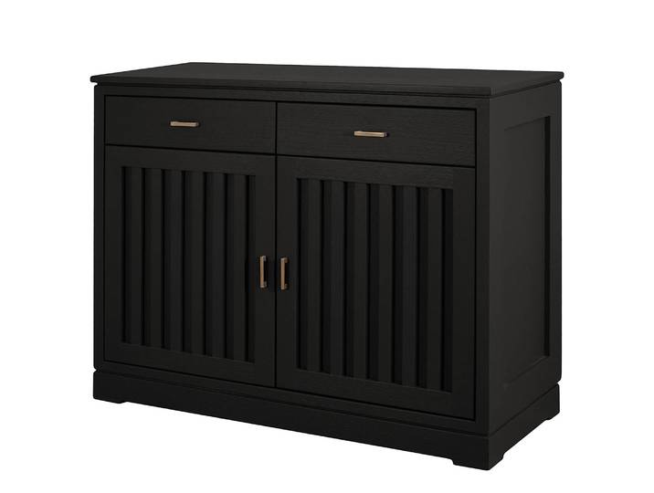 Kommode Geriffelt 111 x 87 x 46cm Schwarz/Schwarz