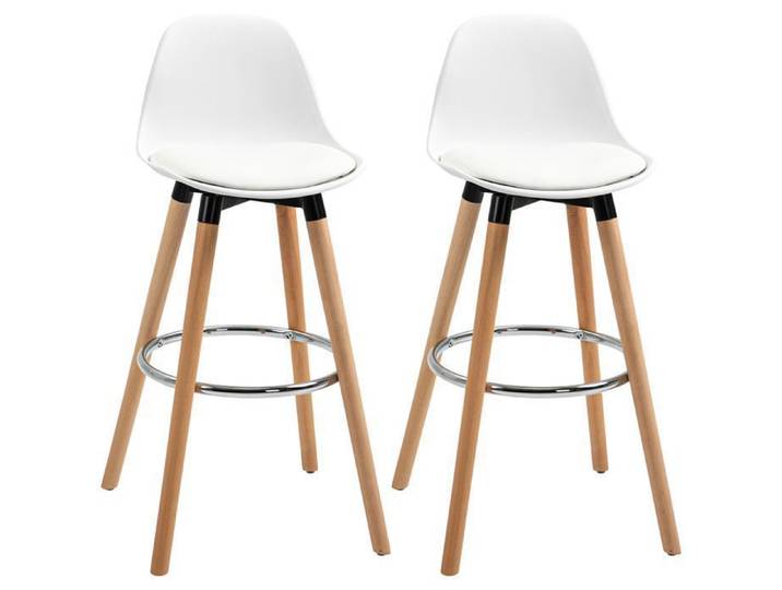 HOMCOM - Chaise de Bar - PU - 40x42x91cm - Blanc