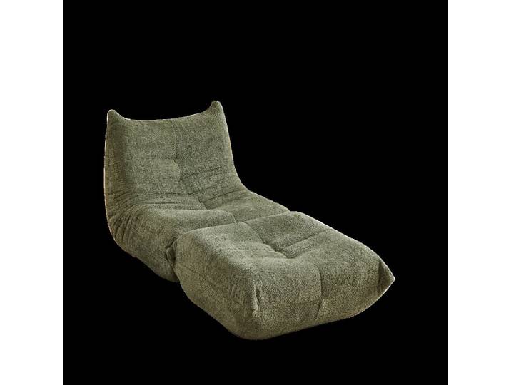 SESSEL Chenille Stil mit Fußhocker & ergonomisch