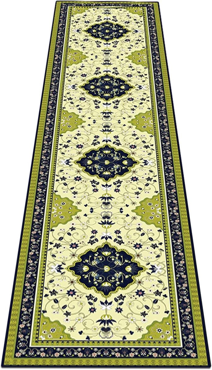 Machine wasbare tapijt loper met vintage patroon voor hal, keuken of woonkamer, 60 x 400 cm