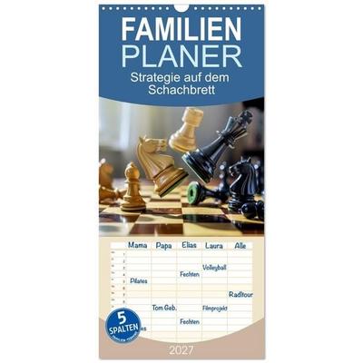 Familienplaner 2027 - Strategie auf dem Schachbrett mit 5 Spalten (Wandkalender, 21 x 45 cm) CALVENDO