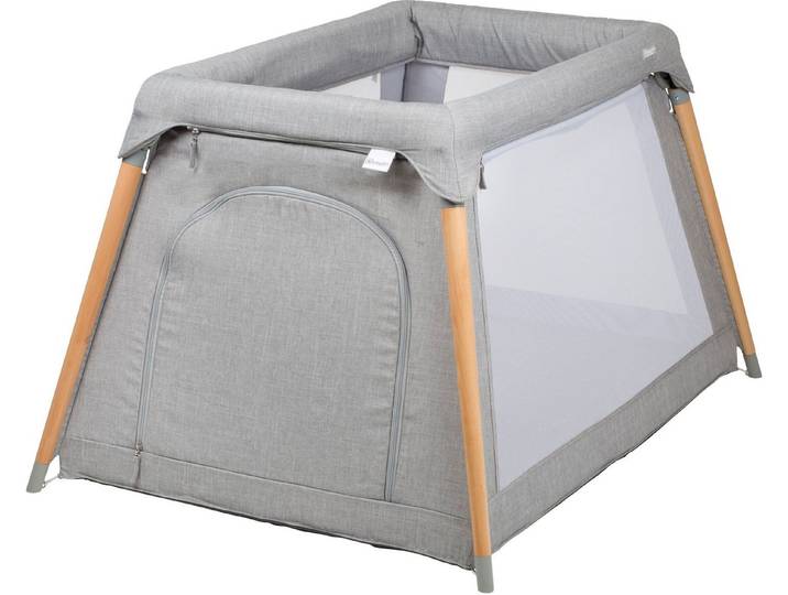 BabyGo Baby-Reisebett Groovy, grau melange, mit Seiteneingang