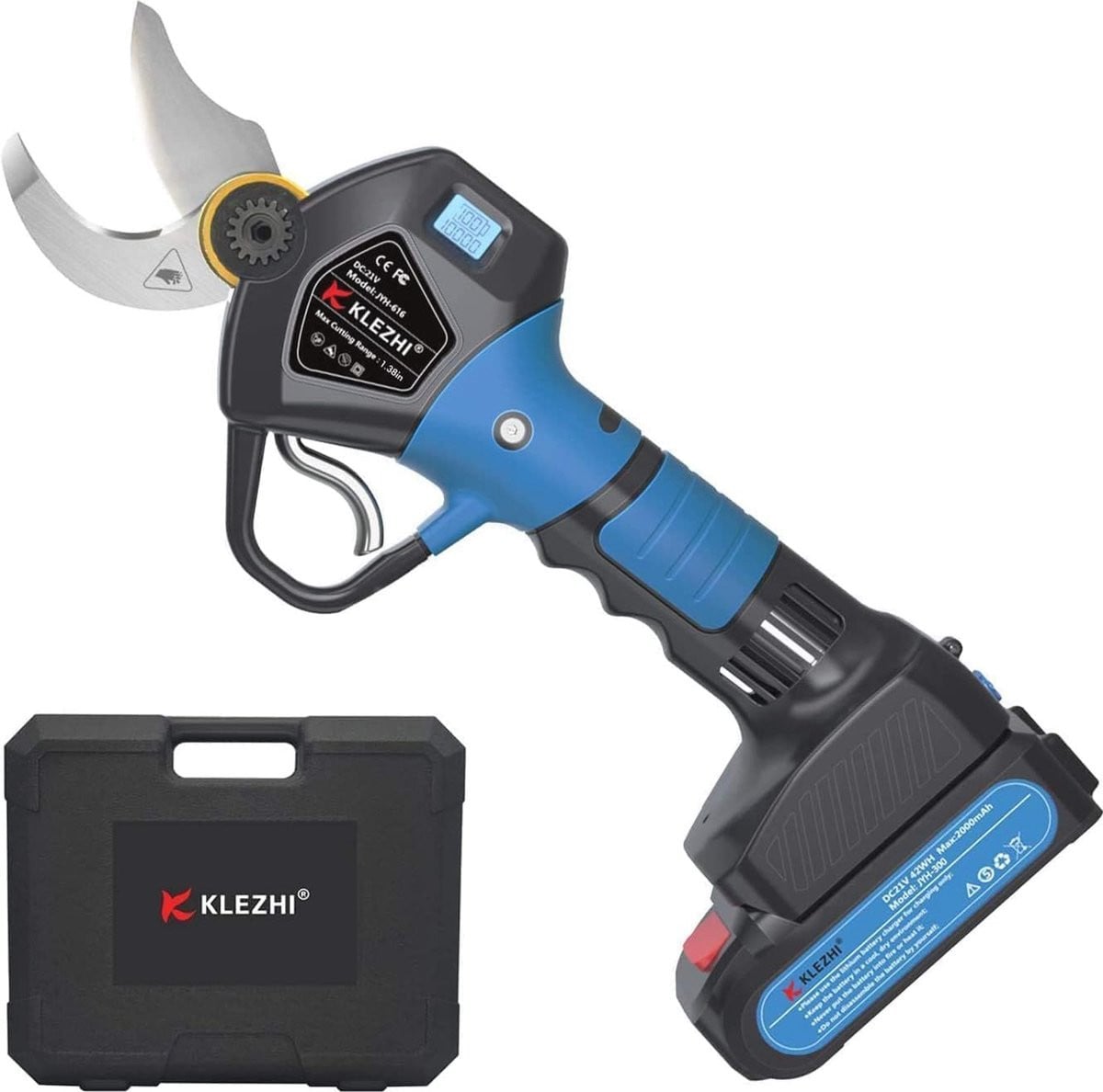 Professionele elektrische snoeischaar 40mm met oplaadbare batterij in het blauw