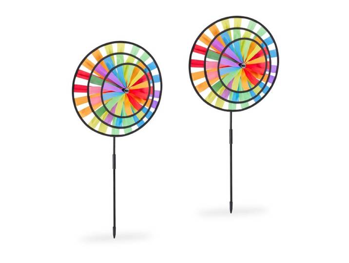 Relaxdays Windrad Regenbogen 2er Set