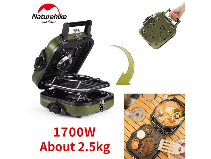 Naturehike Double Fire Gas Stove Folding Portable for Camping Outdoor Picnic 1700W Strong Power Ignition Burner Cookware Furnace