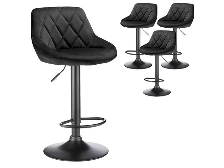 KEDIA Lot de 2 Tabouret de Bar Pivotant Velours Chaise de Cuisine au Design Moderne avec Assise réglable en Hauteur noir