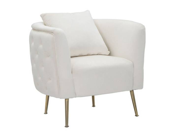 Fauteuil en Velours  Bucarest  76cm Crème