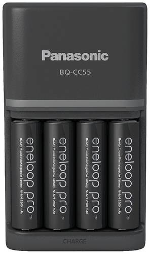 Panasonic Smart & Quick BQ-CC55 +4x eneloop Pro AA Akkupack-Ladegerät NiMH Micro (AAA), Mignon (AA)