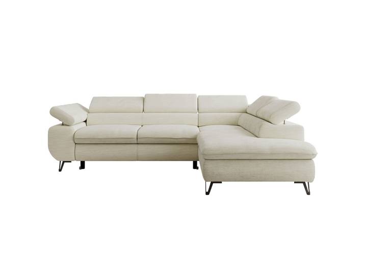 ECKSOFA PABLO L Creme Schenille glatt - Rechts Seite