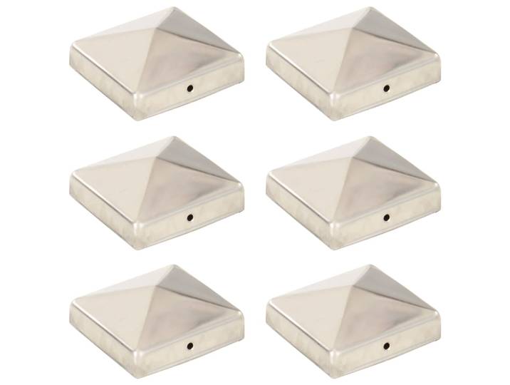 vidaXL Pfostenkappen 6 Stk. Pyramide Edelstahl 81 x 81 mm