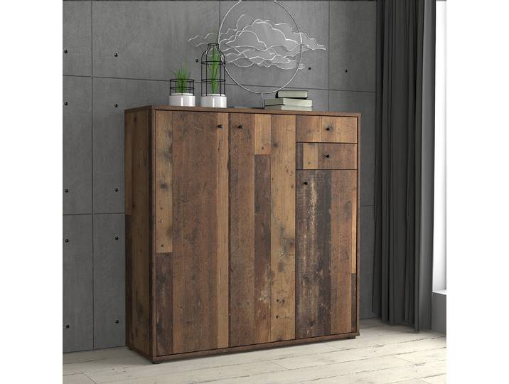 Commode A 109 x 111cm Marron/Imitation chêne Vintage