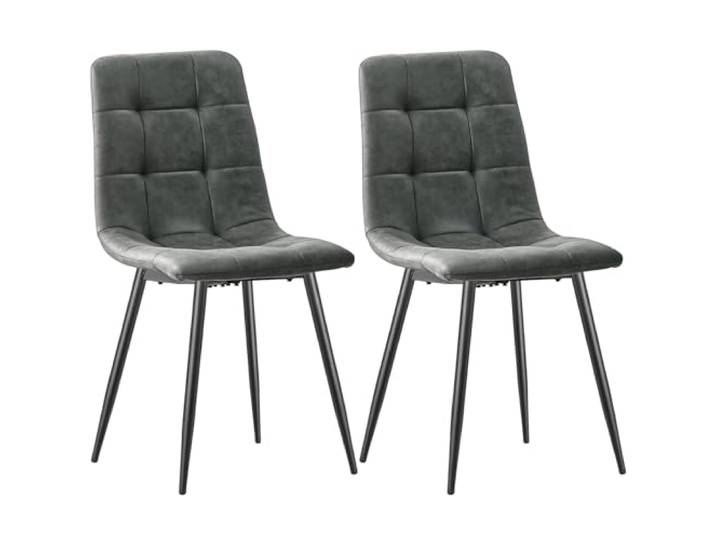 LEWE Esszimmerstühle 2er Set, Mikrofaser-Kunstleder Polsterstuhl Stühle Esszimmer mit Hoher Rückenlehne, Schwarzen Metallbeinen, gepolsterte für Esszimmer, Küche und Lounge Rezeption