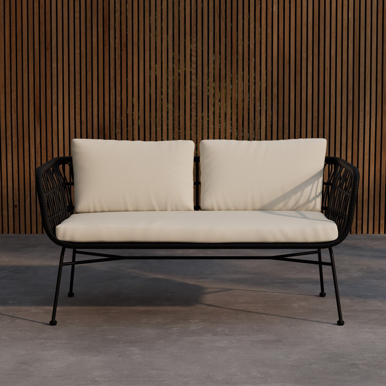 Nohr Marison 3-zits Tuinbank Rattan - Zwart - 140 cm