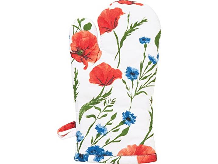 REDBEST Ofenhandschuh, Backofenhandschuh Mohnblume, 100% Baumwolle Größe Mohnblume Größe 15x30 cm - hitzebeständige Wattierung, außen robustes, glattes Gewebe