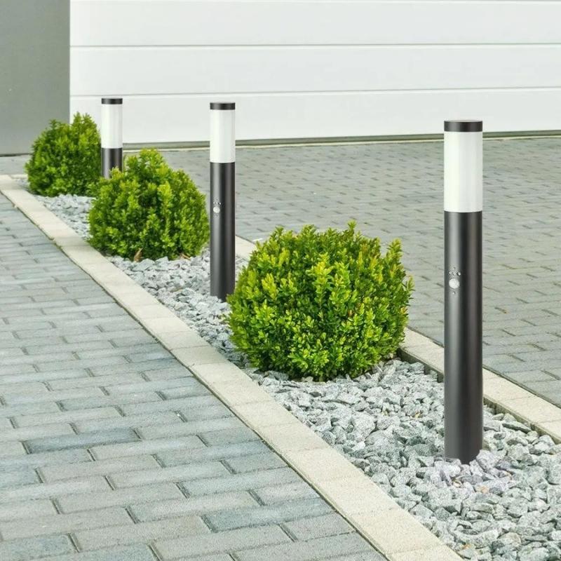 VTAC Borne Extérieur Anthracite avec Détecteur 80cm pour Ampoule E27 IP44