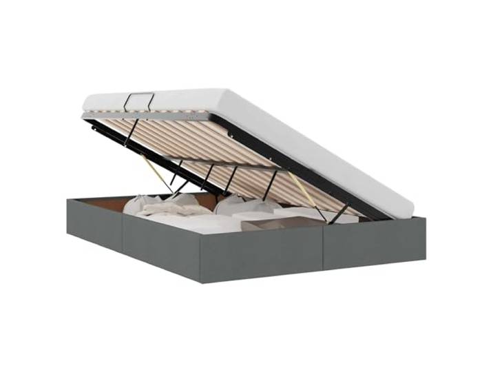 hliofuir Ottoman Bettgestell 140x200 cm Stauraumbett Dunkelgrau Metall Modernes Polsterbett fürs Schlafzimmer mit hydraulischem Hebesystem, weichem Stoffbezug und 280 kg Belastbarkeit.