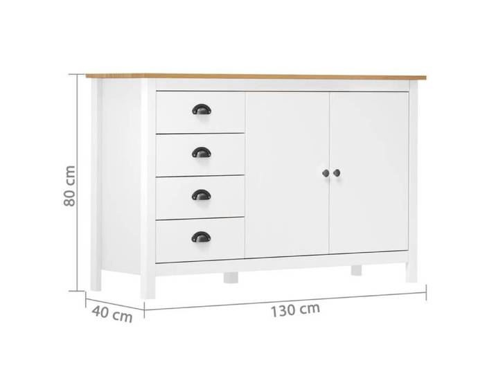 Buffet Hill Range Gris 85x37x170 5cm - Bois de pin Buffet Hill Blanc 130x40x80cm - Bois de pin solide @1764831 3370hfg73n