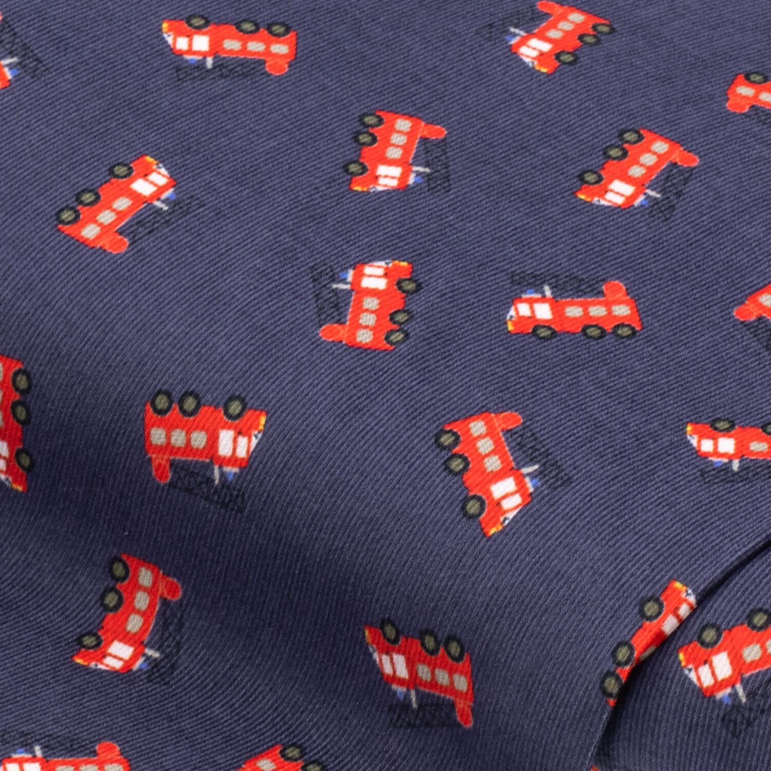 Baumwoll-Feincord "Feuerwehr", blau/rot