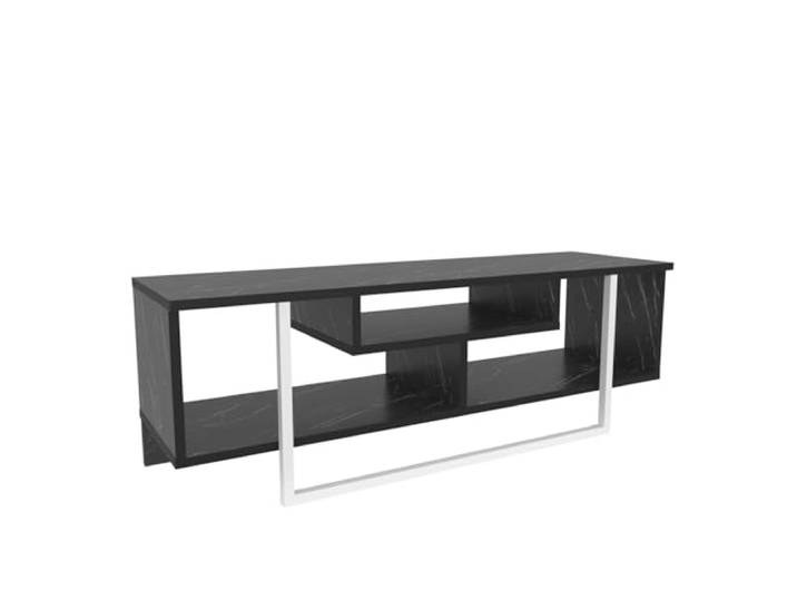 Moderner TV-Ständer, Schwarz-Weiß-Marmor-Design, 120 x 35,2 x 40,2 cm 100% melaminbeschichtete Spanplatte, 18 mm stark Stilvoll und funktional