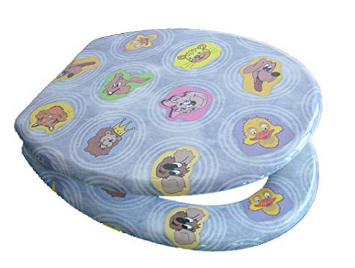 WC Sitz Klobrille Motiv Comic, messingverchromte Scharniere