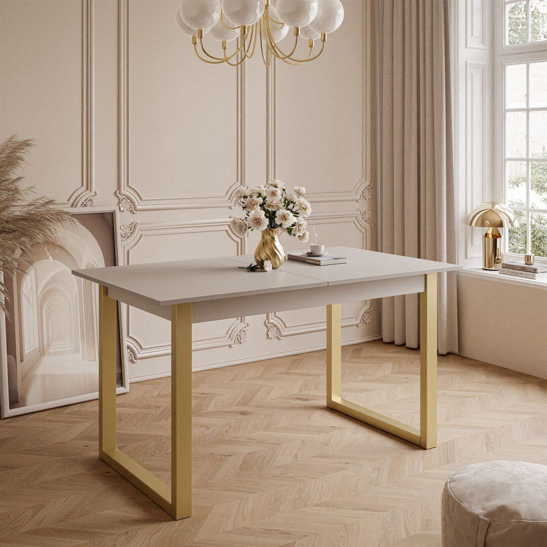 Fairmont Park 80 cm Extendable Rectangular Dining Table with Steel Base cashmire