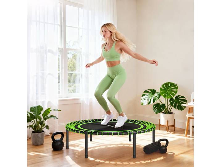 SPORTNOW Trampoline Fitness Ø114cm Acier Renforcé Vert Noir