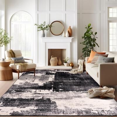 World Rug Gallery Modern Abstract Design Black Area Rug