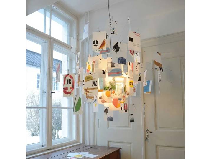 Style français Zettel papier lustre Art salle d'exposition salle à manger salon chambre bricolage concepteur Album pendentif LED éclairage