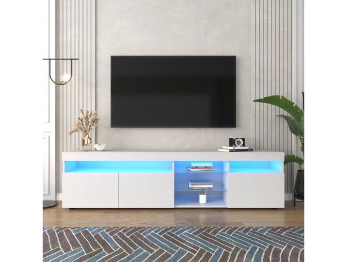 Meuble TV - SAM - Moderne - LED variable - Blanc - 180cm - Design contemporain