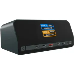 ICY BOX Heart Dock 2300, 11-in-1 DockingStation mit zwei Videoausgängen und LCD-Display
