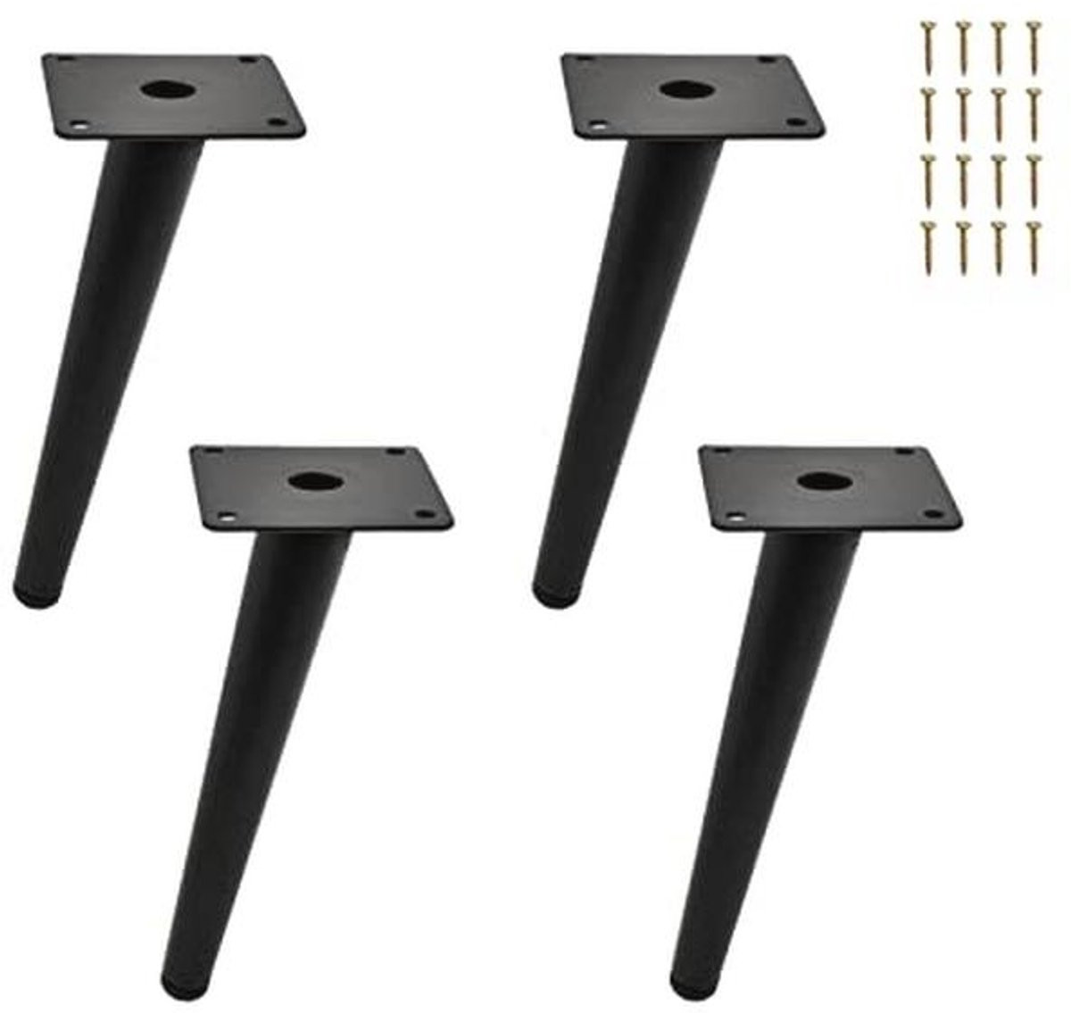 Set van 4 zwarte metalen schuine tafelpoten van 20 cm voor meubels