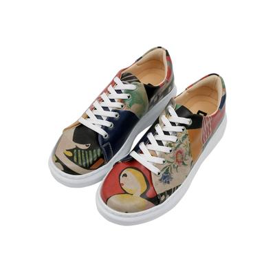 Plateausneaker DOGO "Myra Low-Top Sneaker Relationships Damen Sneaker", Damen, Gr. 38, Normalschaft, bunt (natur), Lederimitat, Schuhe Skaterschuh Plateausneaker Sneaker low, Handgefertigt
