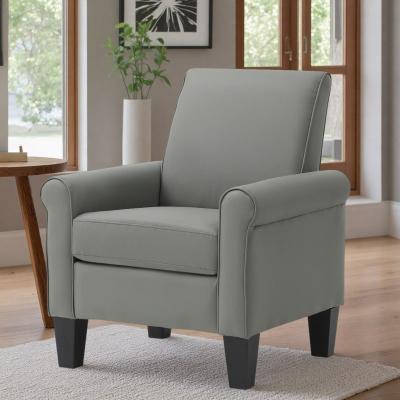 "30"" Faux Leather Lounge Chair with Rolled Arms and High Back and Self Edge Piping"