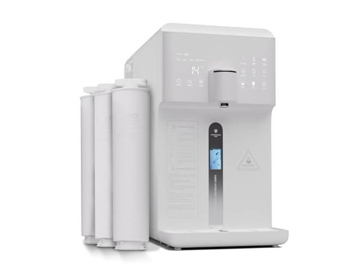 Klarstein AquaLine Osmose-Wasserfilter-System für Umkehrosmose, 6L Auftisch Wasserfilter-System mit Wasserstoff-Ionisator & Heißwasserfunktion, 5-Stufige Filtration, 3 Filter, RO-Umkehrosmoseanlage